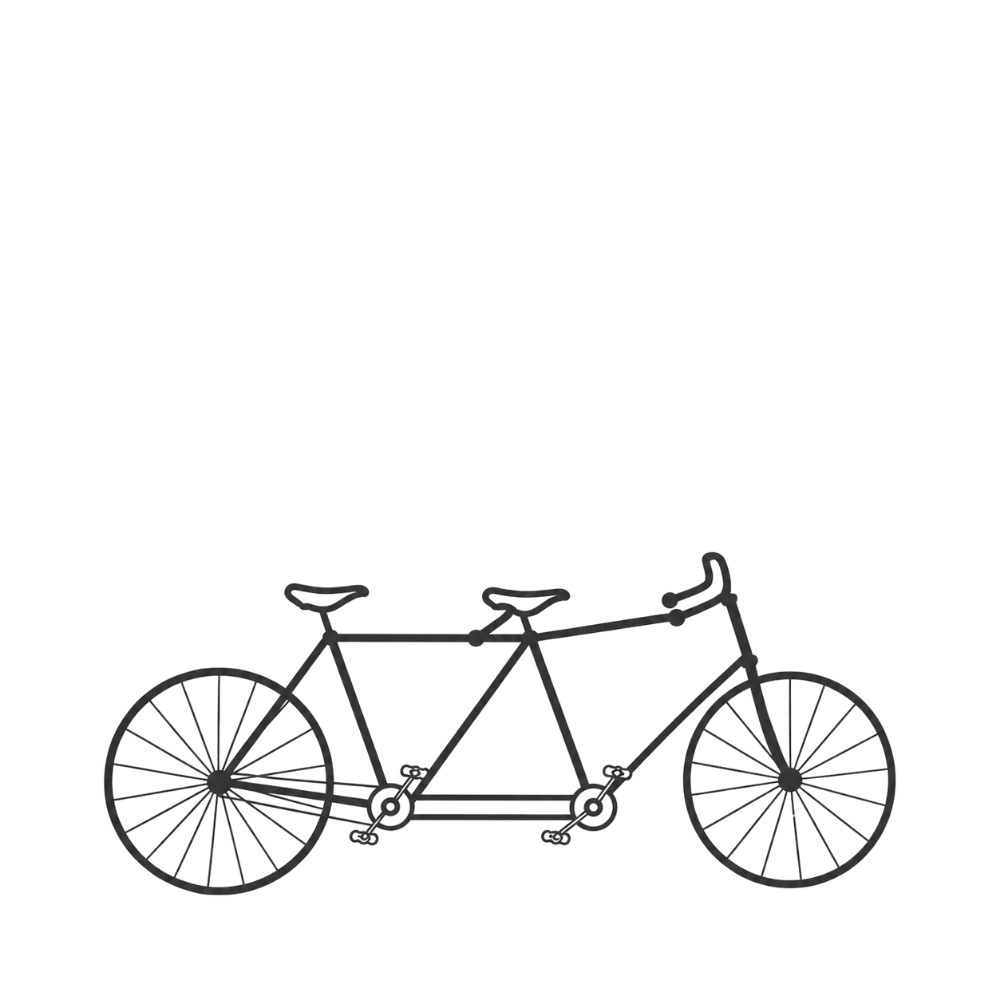 A tandem bicycle.